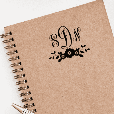 Floral Laurel Monogram Stamp - alternate view