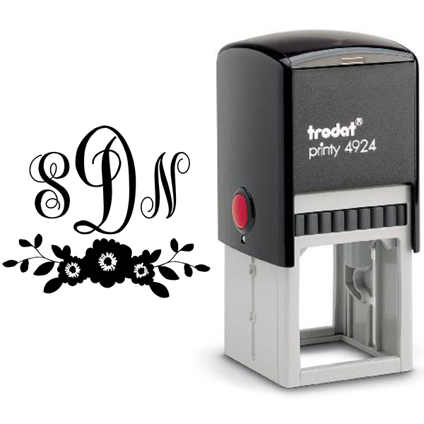 Floral Laurel Monogram Stamp Body and Design