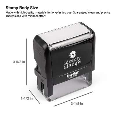 Custom 3 Line Rectangle Logo Stamp with Logo On Side - alternate view