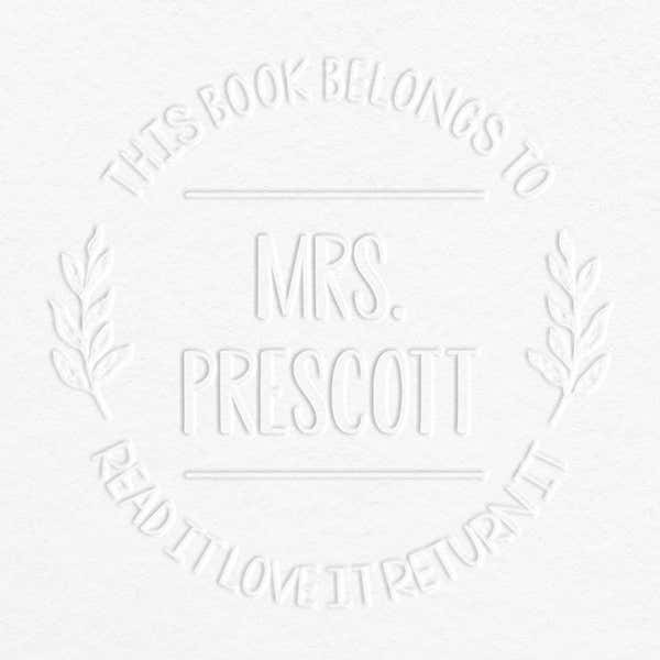 Grey impression of Round Branch Read It Love It Return It Book Embosser