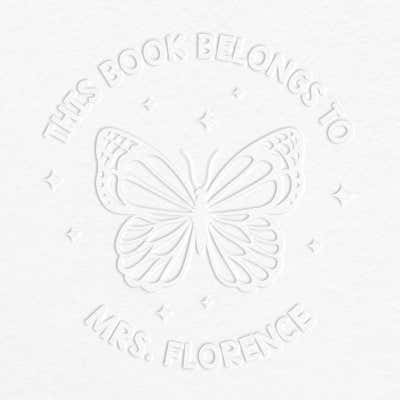 Butterfly Custom Book Embosser impression on grey paper