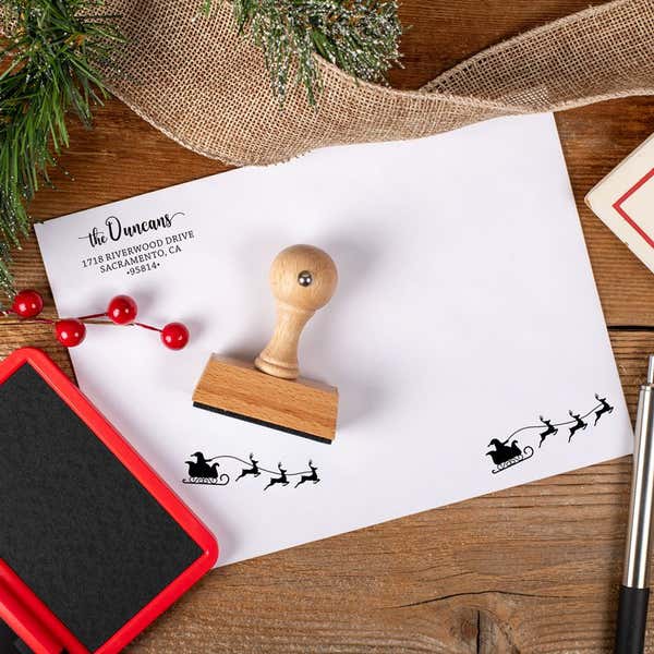 Santa Sleigh Stamp Impression and European Hand Stamp LifeStyle Image