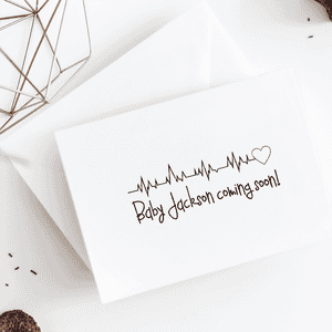 Heartbeat Custom Name Baby Announcement Craft Stamp Imprint Example