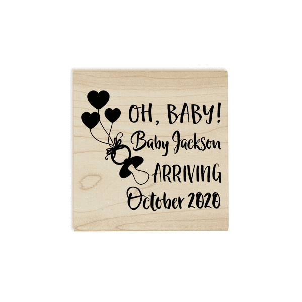 Custom Name Oh Baby! Announcement Craft Stamp Body and Design