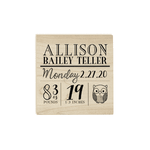 Custom Owl Baby Announcement Craft Stamp Body and Design