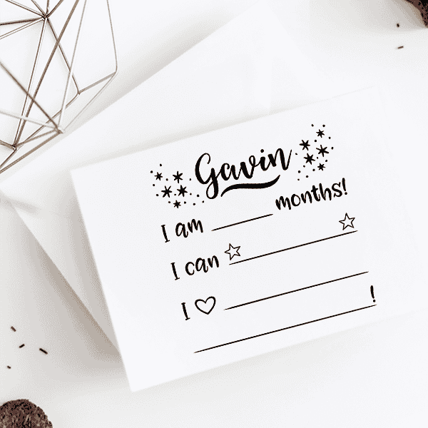 Custom Baby Milestones Embellished Craft Stamp Imprint Example