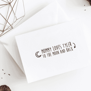 Custom Baby To The Moon & Back Craft Stamp Imprint Example
