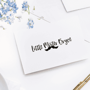 Custom "Little Mister" Mustache Craft Stamp Imprint Example