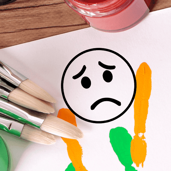 SAD FACE Stock Stamp Imprint Example on Paper