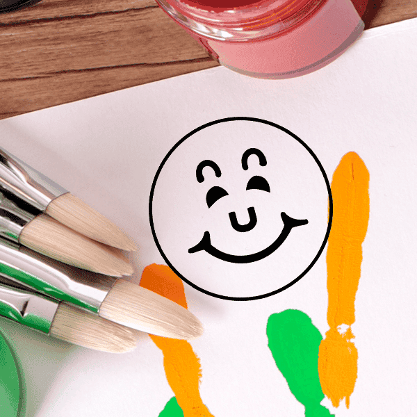 Smiley Face Round Border Stamp Imprint Example on Paper