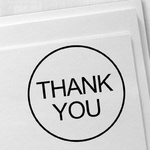 Thank You Round Border Stock Stamp Imprint Example on Paper