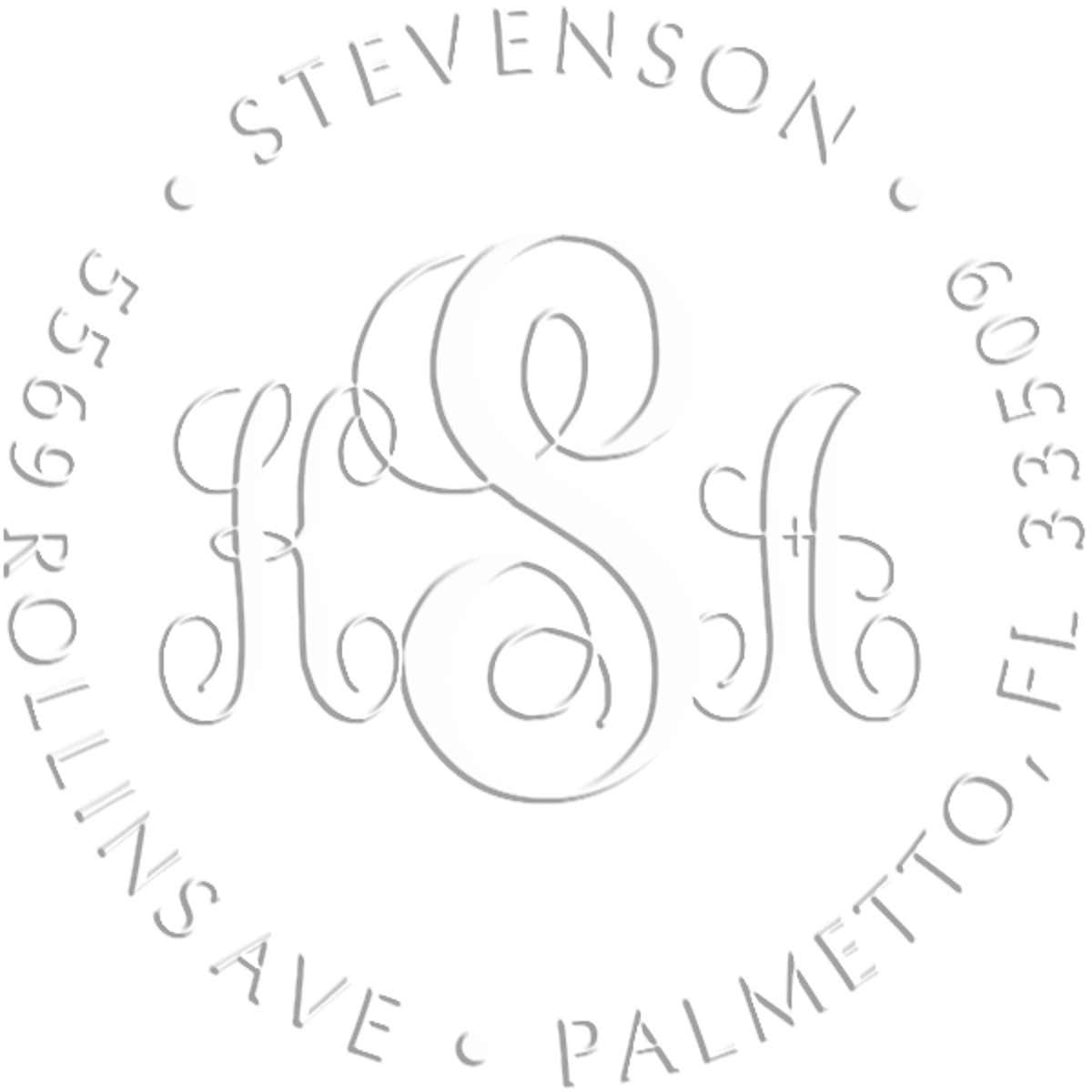 Fancy Monogram Address Luxury Embossed Impression