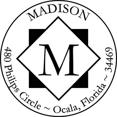 diamond round monogram address rubber stamp design