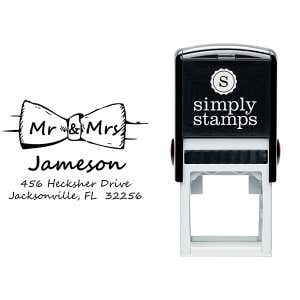Bow Tie Mr. and Mrs. Custom Address Stamp Body and Imprint