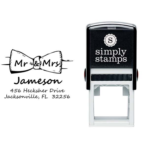 Bow Tie Mr. and Mrs. Custom Address Stamp Body and Imprint