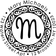 Pinafore Monogram Return Address Stamp