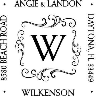monogram square address stamp