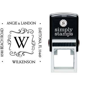 Angie Square Monogram Address Stamp Body and Imprint