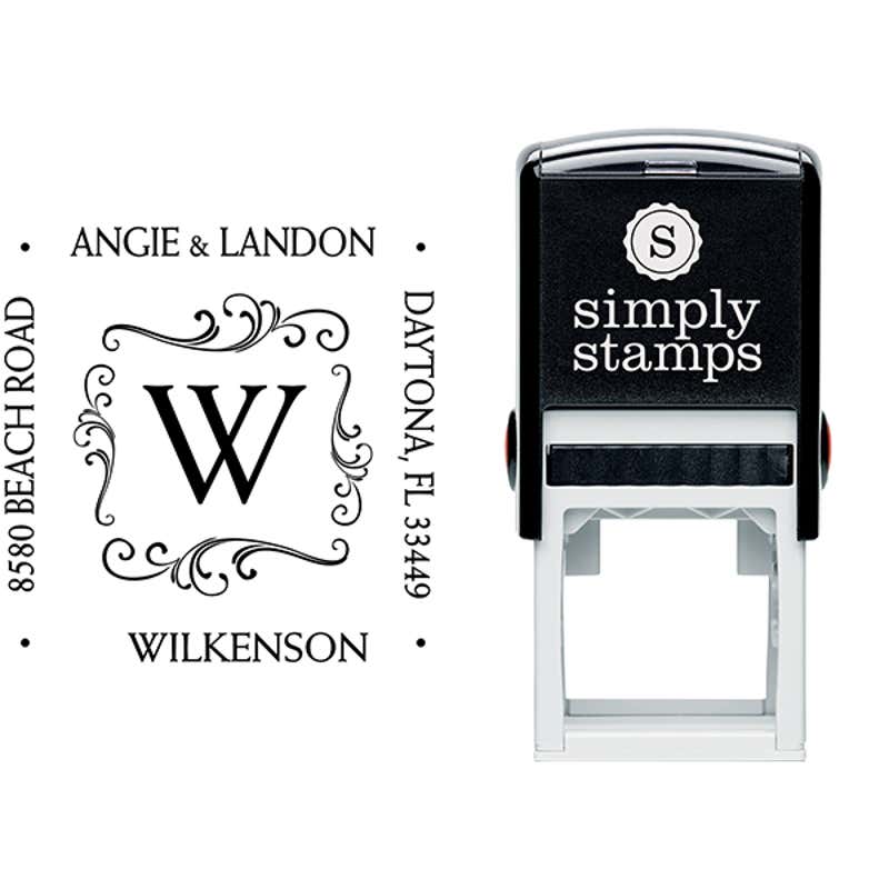 Angie Square Monogram Address Stamp Body and Imprint