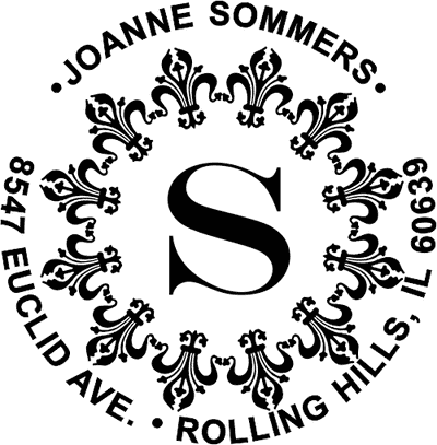 fancy monogram rubber address stamp