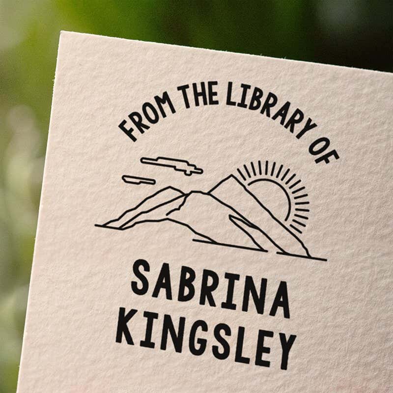 Personalized book stamp impression on white paper