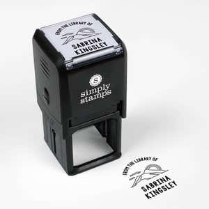 Library book stamp impression and self-inking stamp body with white background