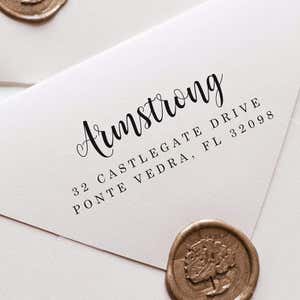 Example of the Armstrong Address Stamp impression on an envelope