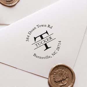 Example impression of the Monogram Self-Inking Return Address Rubber Stamp