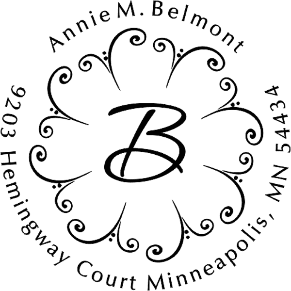 Fountain Design Monogram Address Stamp