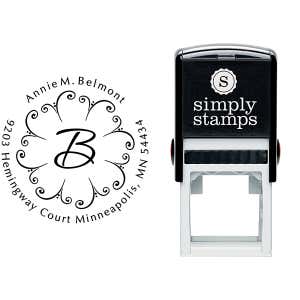 Fountain Design Monogram Address Stamp Body and Imprint