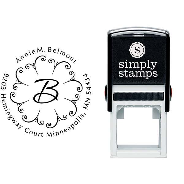 Fountain Design Monogram Address Stamp Body and Imprint