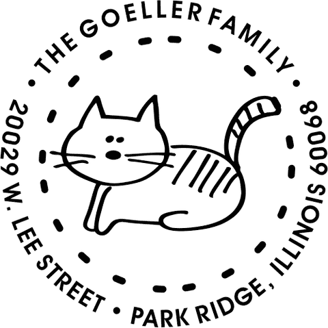 Kitty Round Address Stamp