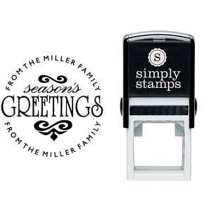 Season's Greetings Round Address Stamp Body and Imprint