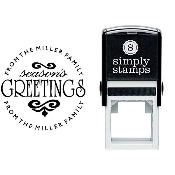 Season's Greetings Round Address Stamp Body and Imprint
