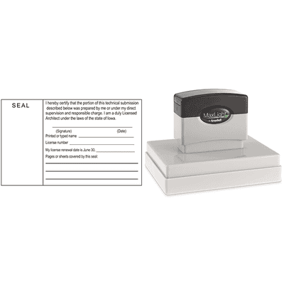 State Of Iowa Architect Document Stamp Seal - alternate view