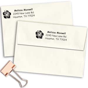 Pretty Flower Address Stamp Imprint Examples on Envelopes
