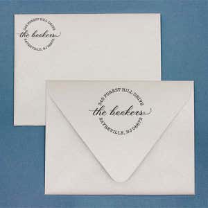 Forest Hill Script Round Address Stamp Imprint Example