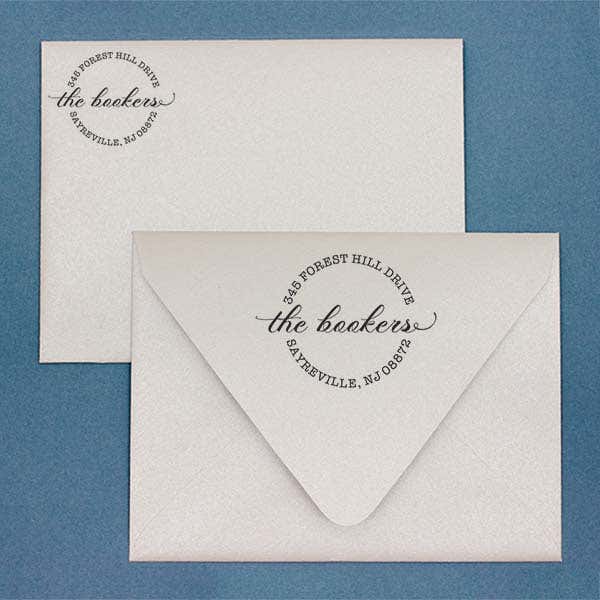 Forest Hill Script Round Address Stamp Imprint Example
