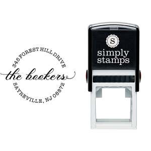 Forest Hill Script Round Address Stamp Body and Design