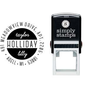 Holliday Round Return Address Stamp Body and Design