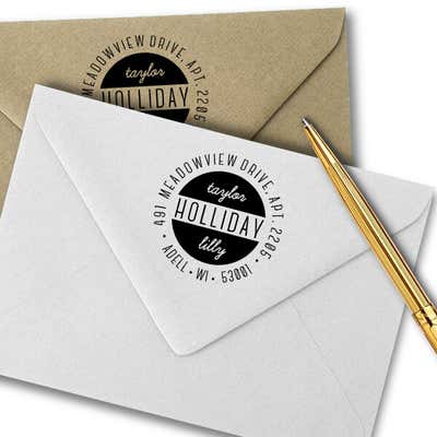Holliday Round Return Address Stamp - alternate view