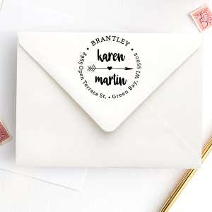 Lovers Arrow Trendy Address Stamp Imprint Example