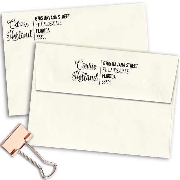 Holland Script Trendy Address Stamp Imprint Example