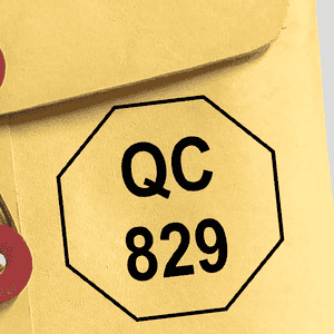 Octagon Shape QC Inspection Stamp Imprint Example