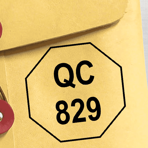 Octagon Shape QC Inspection Stamp Imprint Example