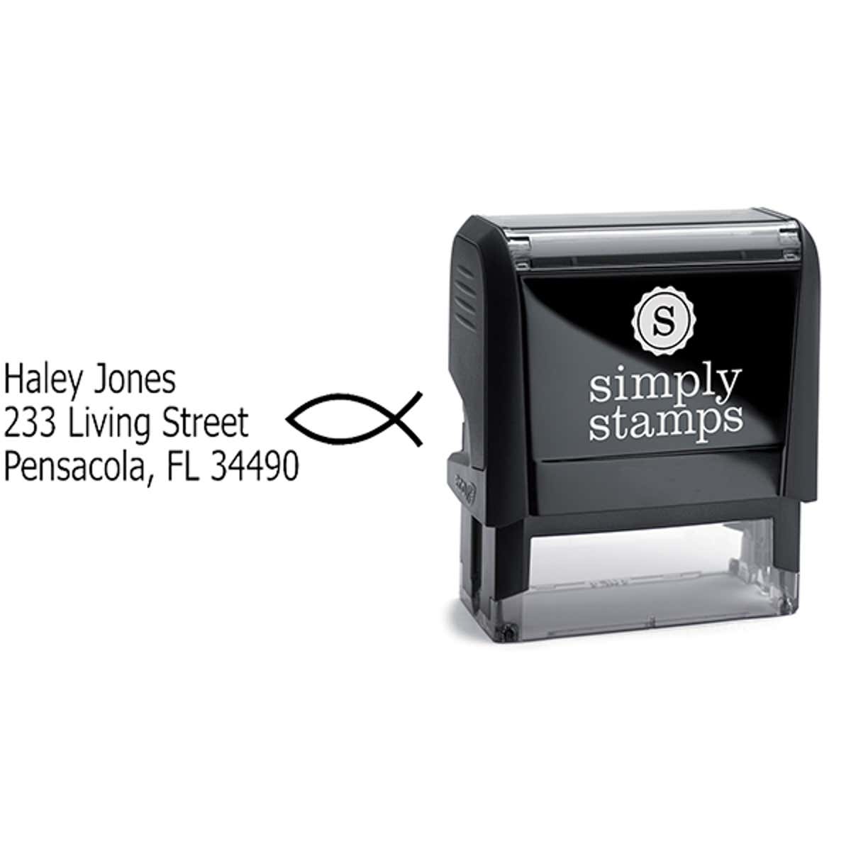 Jesus Fish Address Stamp Body and Imprint