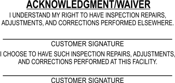 Inspection Repair Custom Acknowledgment Stamp