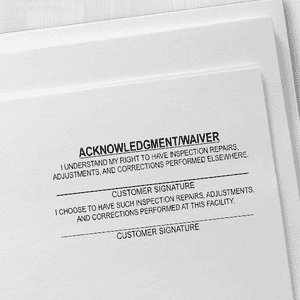 Inspection Repair Custom Acknowledgment Stamp Imprint Example