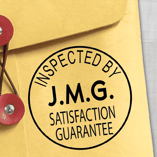 Custom Inspected by Satisfaction Guarantee Stamp Imprint Example