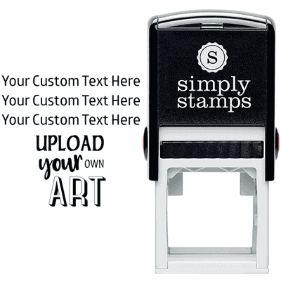 3 Line Custom Upload Art Bottom Rubber Stamp - alternate view